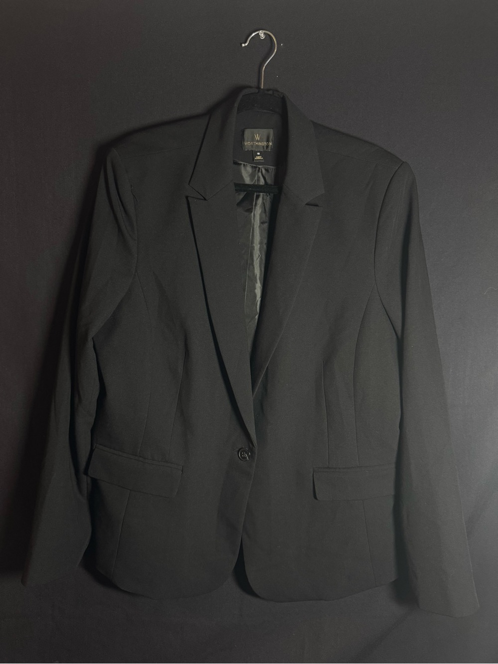 Worthington Black Single Button Blazer Size 18 Lined Office Jacket